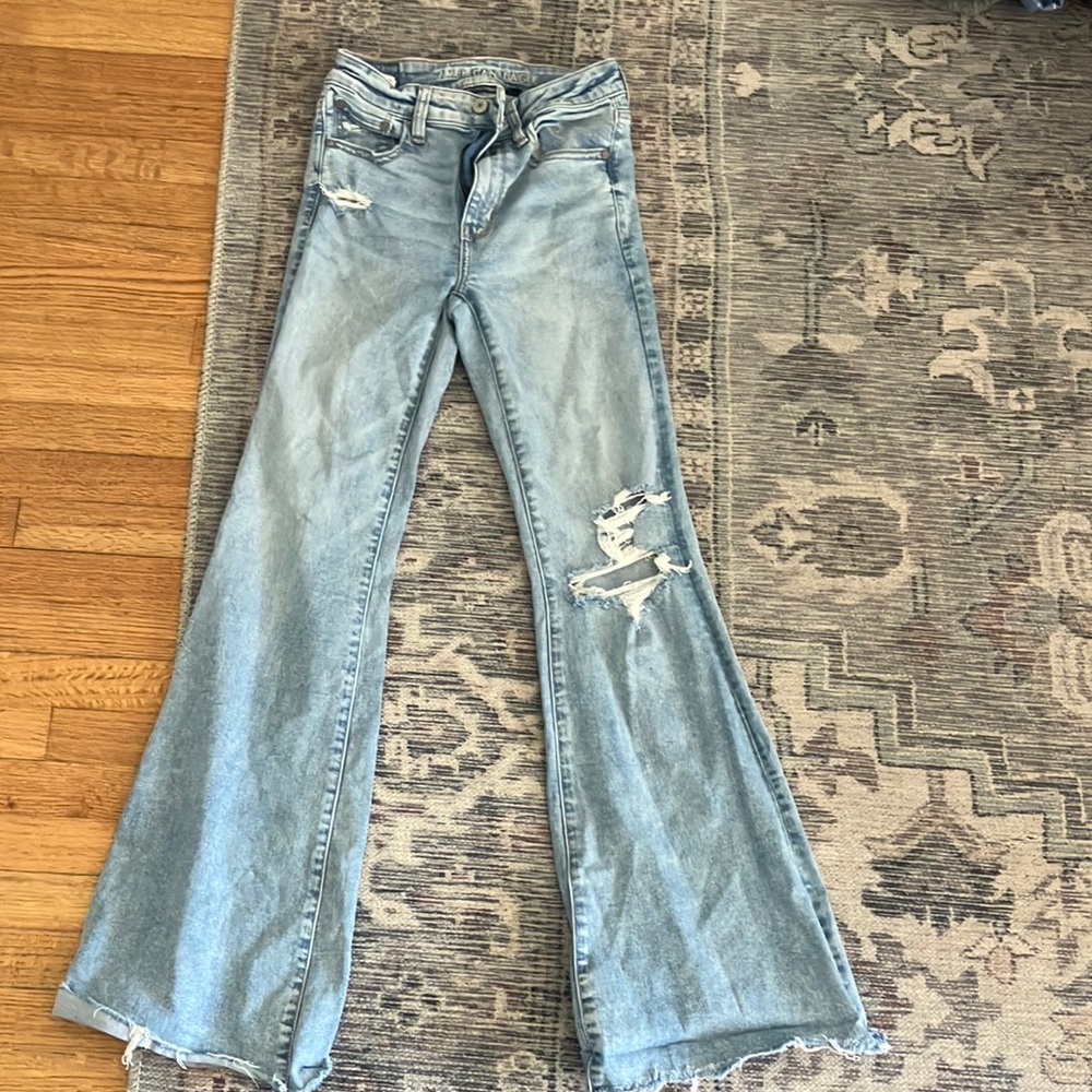Women's Light Blue Distressed Jeans